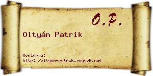 Oltyán Patrik névjegykártya
